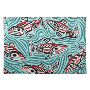 Salmon Haida Art Spirit Pacific Northwest Native Cloth Placemat