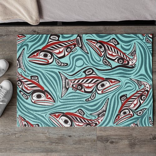 Salmon Haida Art Spirit Pacific Northwest Native Doormat