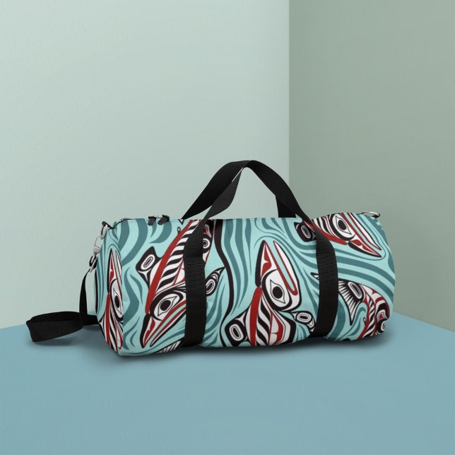 Salmon Haida Art Spirit Pacific Northwest Native Duffle Bag (Creator Uploaded)