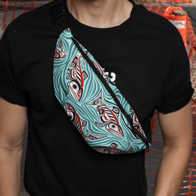 Salmon Haida Art Spirit Pacific Northwest Native Fanny Pack (Creator Uploaded)