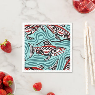 Salmon Haida Art Spirit Pacific Northwest Native Napkins