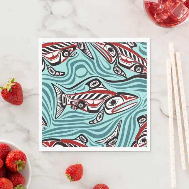 Salmon Haida Art Spirit Pacific Northwest Native Napkins (Insitu)