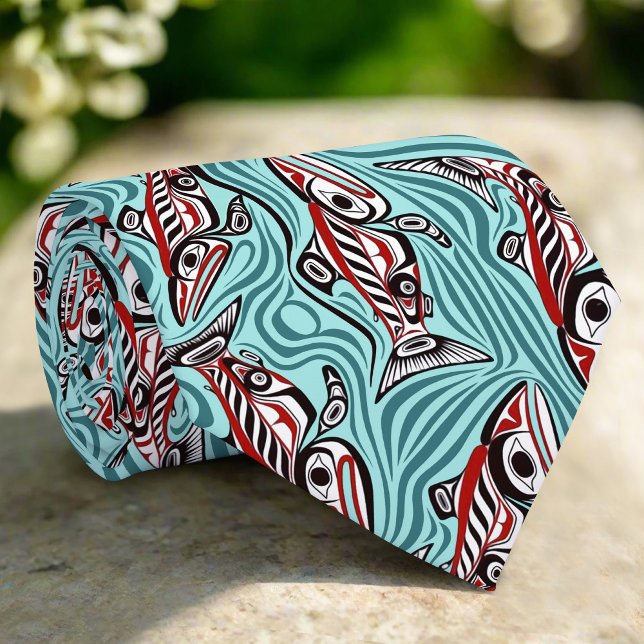 Salmon Haida Art Spirit Pacific Northwest Native Neck Tie (Creator Uploaded)