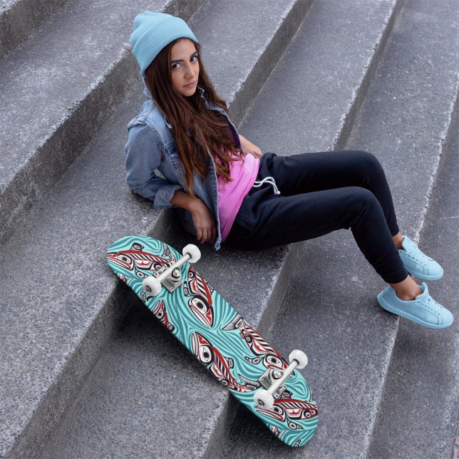 Salmon Haida Art Spirit Pacific Northwest Native Skateboard (Creator Uploaded)