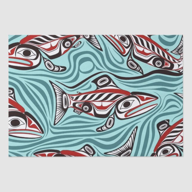 Salmon Haida Art Spirit Pacific Northwest Native Tissue Paper (Front)