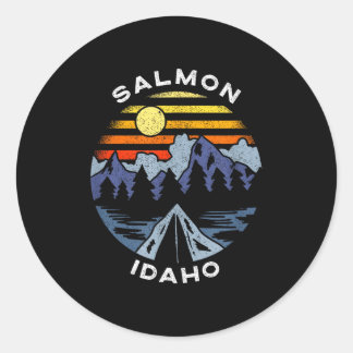 Salmon idaho mountains vacation camping souvenir classic round sticker