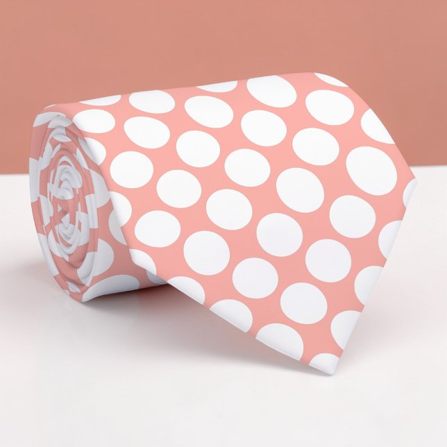 Salmon Jumbo Polka Dots Custom Necktie (Creator Uploaded)