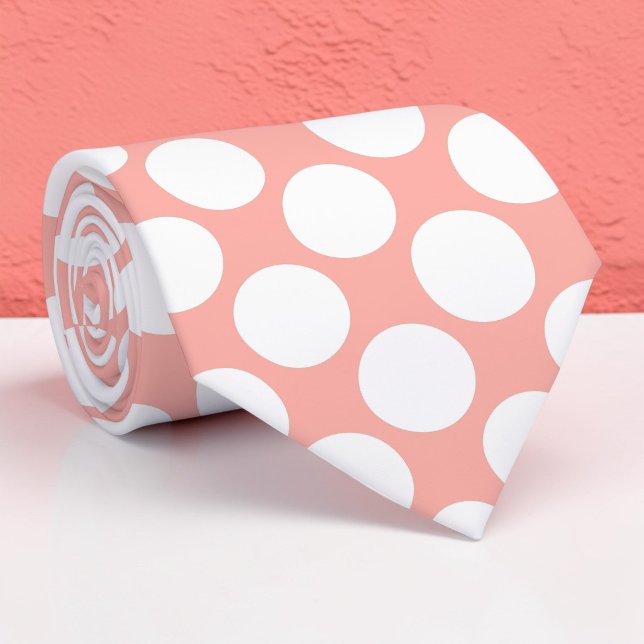 Salmon Jumbo Polka Dots Custom Necktie (Creator Uploaded)