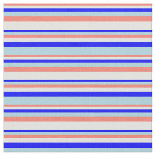 Salmon, Light Cyan, Blue & Light Blue Lines Fabric