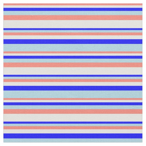 Salmon, Light Cyan, Blue & Light Blue Lines Fabric