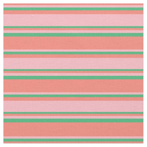 Salmon, Light Pink & Sea Green Pattern Fabric