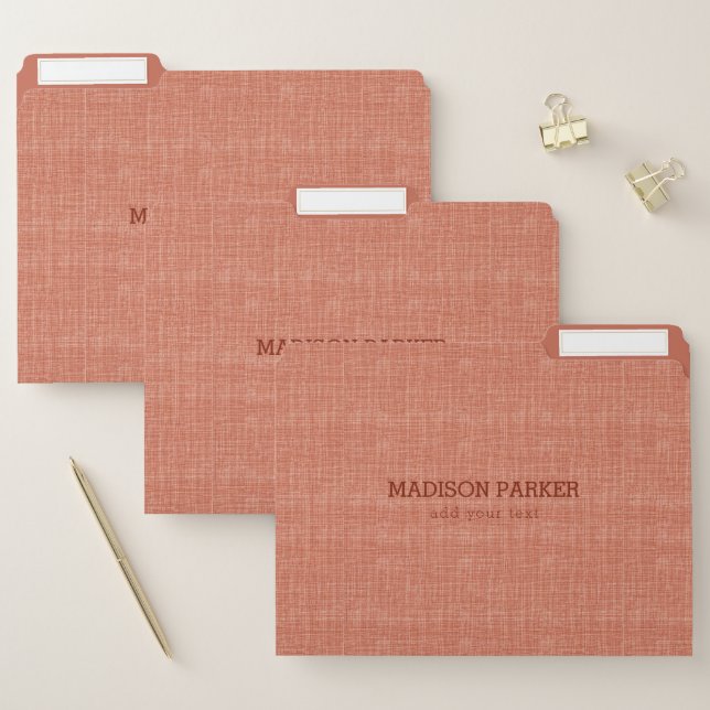Salmon Linen Texture File Folder (Set)