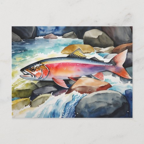  Salmon Men Gift AP49 River Stream Holiday Postcard