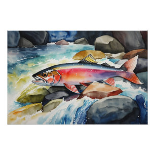 *~* Salmon Men Gift AP49 River Stream Poster