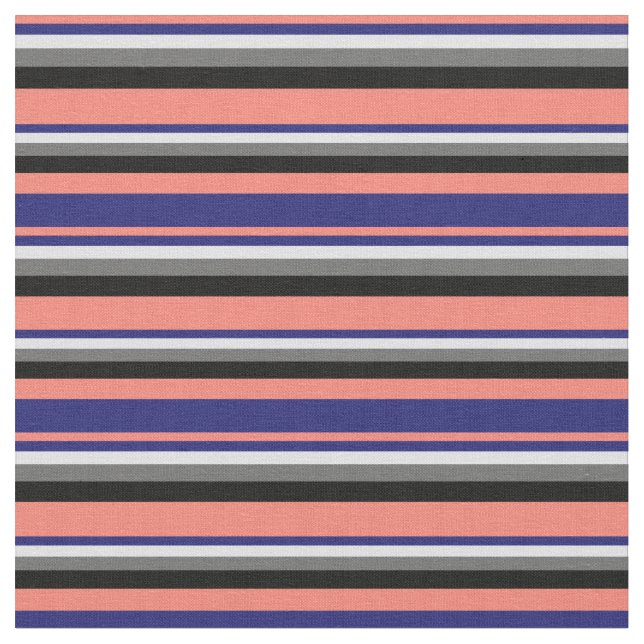 Salmon, Midnight Blue, Lavender, Dim Gray & Black Fabric (Close Up)