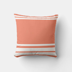 Salmon : Modern Lines and Circle in white Throw Pillow