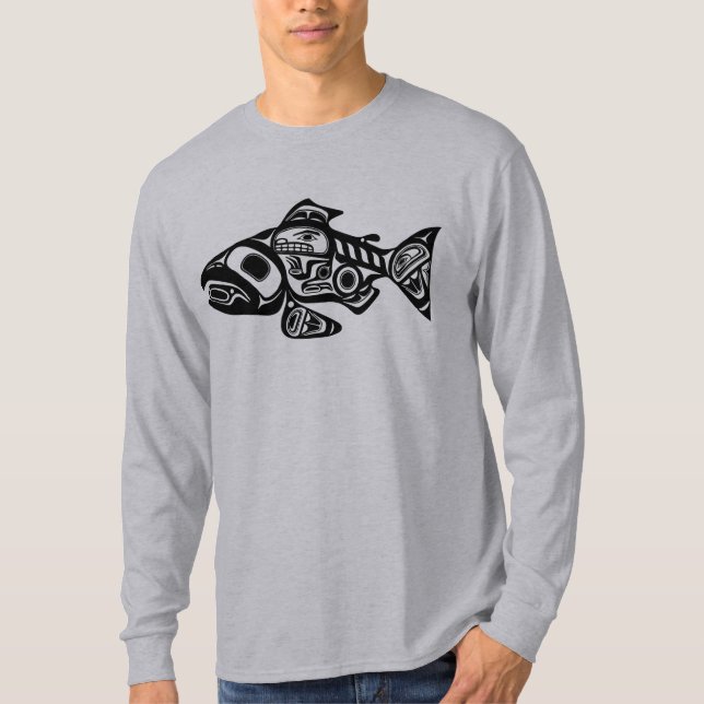 Salmon Native American Design T-Shirt (Front)