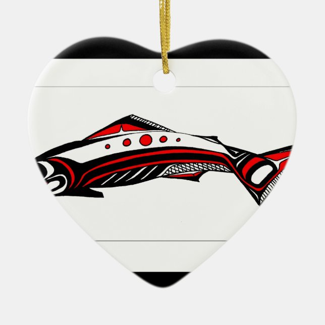 Salmon Native art Ceramic Ornament (Front)