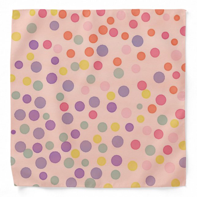 Salmon pastel pink multicolor dots bandana (Front)