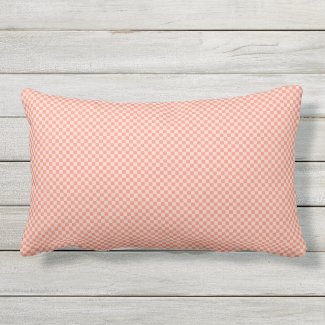 Salmon Pastel Tiny Check Outdoor Lumbar Pillow