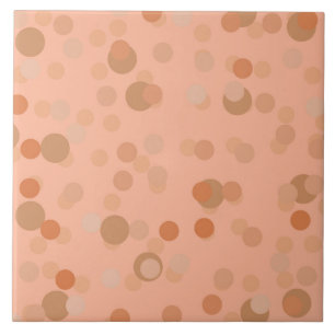 Salmon, peach and Persian Orange polka dots Ceramic Tile