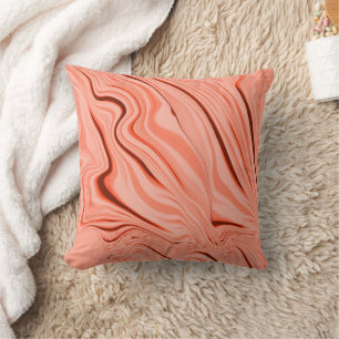 Salmon, peach, clear coral and pink mix curves thr throw pillow
