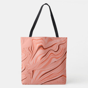 Salmon, peach, clear coral and pink mix curves tote bag