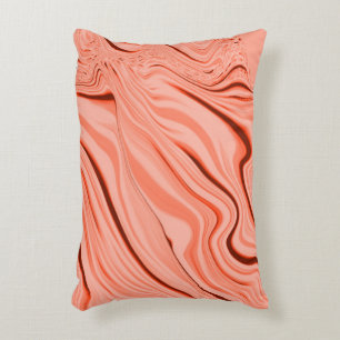 Salmon, peach, coral and pink mix wavy accent pillow