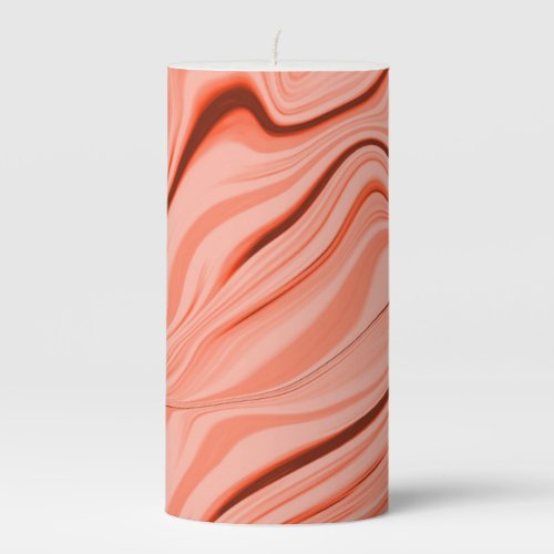 Salmon peach coral and pink mix wavy pillar candle