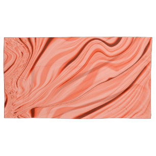 Salmon, peach, coral and pink mix wavy pillow case