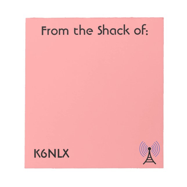 Salmon Pink Amateur Radio Call Sign Notepad (Front)