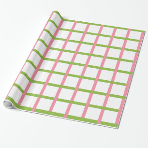 Salmon Pink and Apple Green Weaved Wrapping Paper