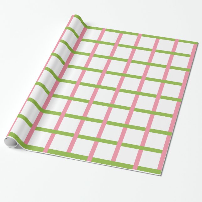Salmon Pink and Apple Green Weaved Wrapping Paper (Unrolled)