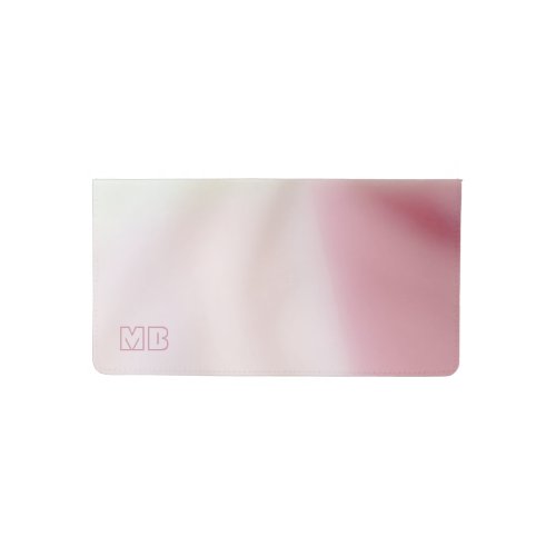 Salmon pink and satin-look with your initials checkbook cover