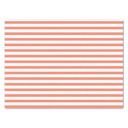 Salmon Pink and White Stripes Tissue Paper