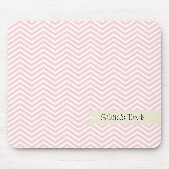 Salmon Pink Chevron Mouse Pad (Front)