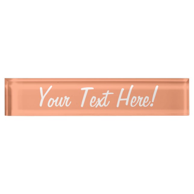 Salmon Pink color accent customizable Desk Name Plate (Front)