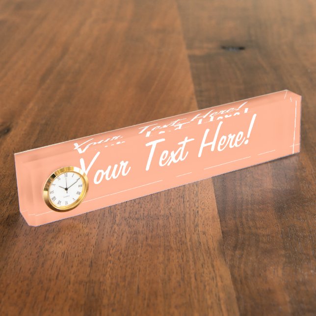 Salmon Pink color accent customizable Desk Name Plate (Side)
