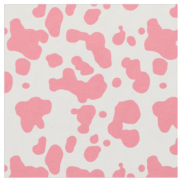 Salmon Pink Cow Print Fabric | Zazzle