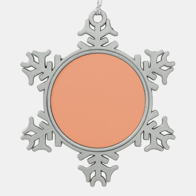 Salmon Pink Decor Background Customizable Snowflake Pewter Christmas Ornament (Front)