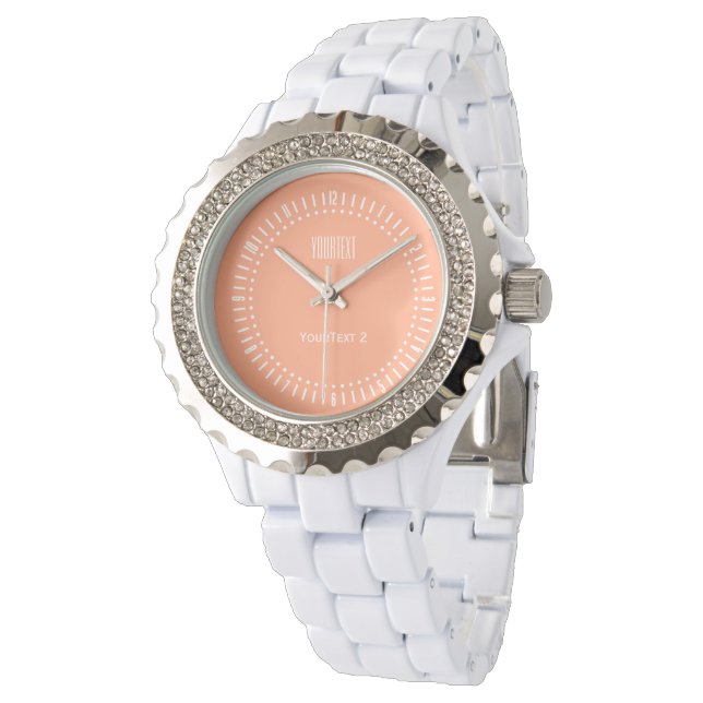 Salmon Pink Decor Background Personalized Watch (Angled)