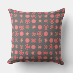 Salmon, pink dots on Gray Throw Pillow