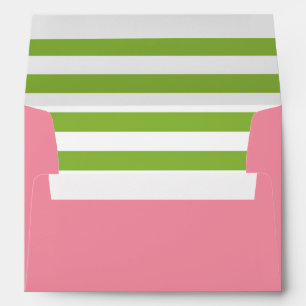 Salmon Pink Envelope Apple Green Striped Liner