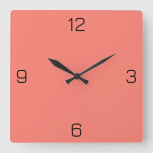 Salmon Pink FA8072 Color with Add Your Name Option Square Wall Clock