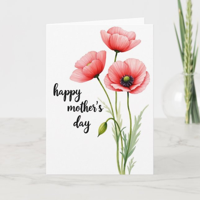 Salmon Pink Floral Mothers Day Card (Front)