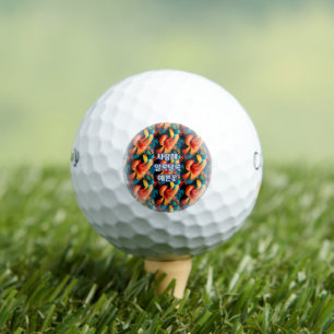 Salmon Pink Flowers Pattern Golf Balls