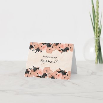 Salmon Pink Flowers Will You Be My Bridesmaid Card by melanileestyle at Zazzle