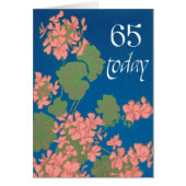 Salmon Pink Geraniums on Deep Blue, 65th Birthday (Front)