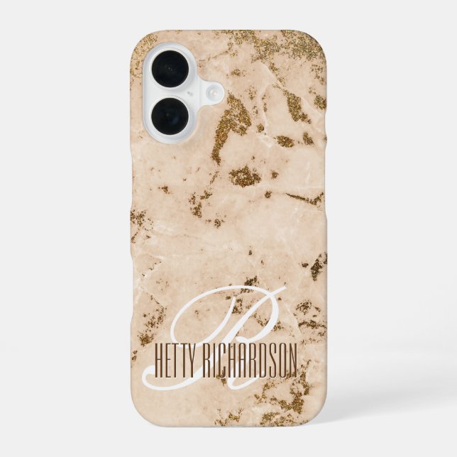 Salmon Pink Glam Marble Effect Glitter Pattern Iphone Case (Back)