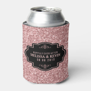 Salmon Pink Glitter Wedding Template Can Cooler